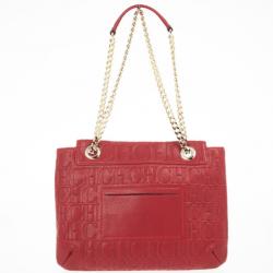 Pre Owned Carolina Herrera 'Holly' Red Monogram Embossed Bag
