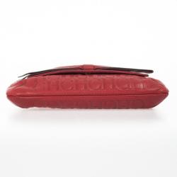 Pre Owned Carolina Herrera 'Holly' Red Monogram Embossed Bag