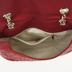 Pre Owned Carolina Herrera 'Holly' Red Monogram Embossed Bag