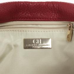 Pre Owned Carolina Herrera 'Holly' Red Monogram Embossed Bag
