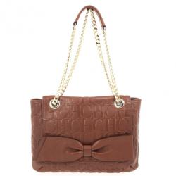 Pre Owned Carolina Herrera ‘Holly' Brown Monogram Embossed Bag