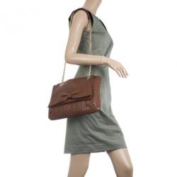 Pre Owned Carolina Herrera ‘Holly' Brown Monogram Embossed Bag