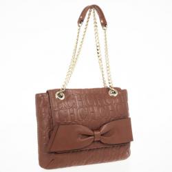 Pre Owned Carolina Herrera ‘Holly' Brown Monogram Embossed Bag