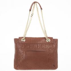 Pre Owned Carolina Herrera ‘Holly' Brown Monogram Embossed Bag