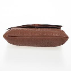 Pre Owned Carolina Herrera ‘Holly' Brown Monogram Embossed Bag