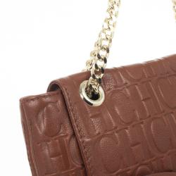 Pre Owned Carolina Herrera ‘Holly' Brown Monogram Embossed Bag