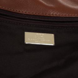 Pre Owned Carolina Herrera ‘Holly' Brown Monogram Embossed Bag