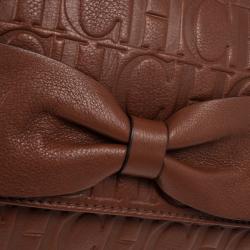 Pre Owned Carolina Herrera ‘Holly' Brown Monogram Embossed Bag