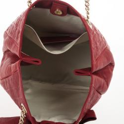 Pre Owned Carolina Herrera Red Monogram Embossed 'New Anna' Tote