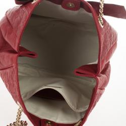 Pre Owned Carolina Herrera Red Monogram Embossed 'New Anna' Tote