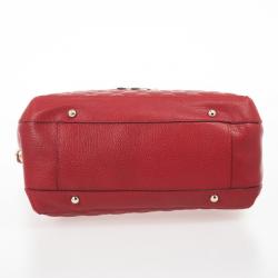 Pre Owned Carolina Herrera Red CH Quilted Leather Tote