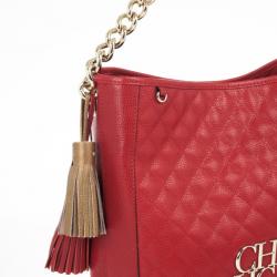 Pre Owned Carolina Herrera Red CH Quilted Leather Tote