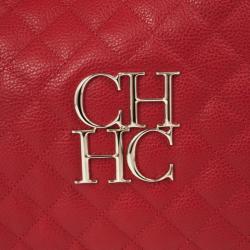 Pre Owned Carolina Herrera Red CH Quilted Leather Tote