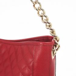 Pre Owned Carolina Herrera Red CH Quilted Leather Tote