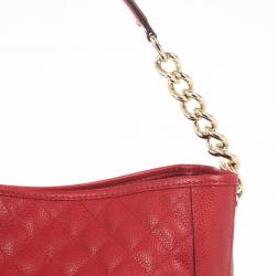 Pre Owned Carolina Herrera Red CH Quilted Leather Tote
