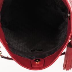 Pre Owned Carolina Herrera Red CH Quilted Leather Tote