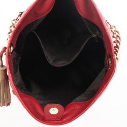 Pre Owned Carolina Herrera Red CH Quilted Leather Tote