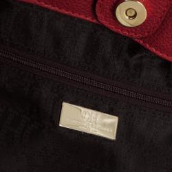 Pre Owned Carolina Herrera Red CH Quilted Leather Tote