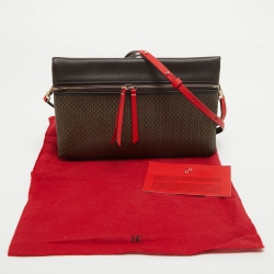 Carolina Herrera Brown/Red Monogram Coated Canvas and Leather Inro Crossbody Bag