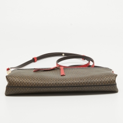 Carolina Herrera Brown/Red Monogram Coated Canvas and Leather Inro Crossbody Bag
