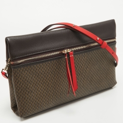 Carolina Herrera Brown/Red Monogram Coated Canvas and Leather Inro Crossbody Bag