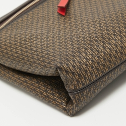Carolina Herrera Brown/Red Monogram Coated Canvas and Leather Inro Crossbody Bag