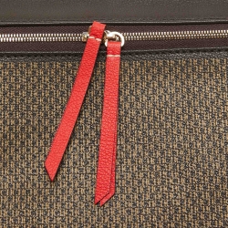 Carolina Herrera Brown/Red Monogram Coated Canvas and Leather Inro Crossbody Bag