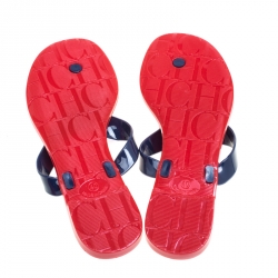 Carolina Herrera Tri Color Rubber Flower Embellished Flat Thong Sandals Size 40