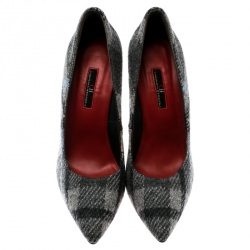 Carolina Herrera Grey Tweed Pointed Toe Pumps Size 38