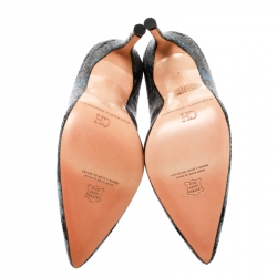 Carolina Herrera Grey Tweed Pointed Toe Pumps Size 38