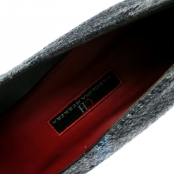 Carolina Herrera Grey Tweed Pointed Toe Pumps Size 38