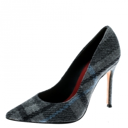 Carolina Herrera Grey Tweed Pointed Toe Pumps Size 38
