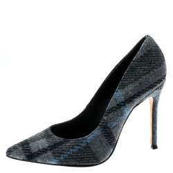 Carolina Herrera Grey Tweed Pointed Toe Pumps Size 38