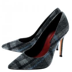 Carolina Herrera Grey Tweed Pointed Toe Pumps Size 38