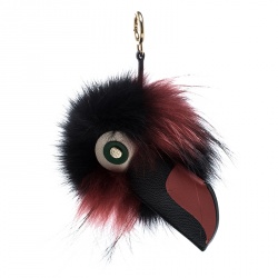 Carolina Herrera Black/Red Fur Touky Bag Charm