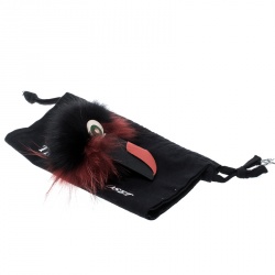 Carolina Herrera Black/Red Fur Touky Bag Charm