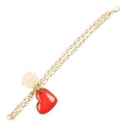 Pre Owned Carolina Herrera Heart Gold-Tone Bracelet 18CM