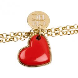 Pre Owned Carolina Herrera Heart Gold-Tone Bracelet 18CM