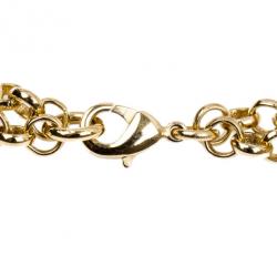 Pre Owned Carolina Herrera Heart Gold-Tone Bracelet 18CM