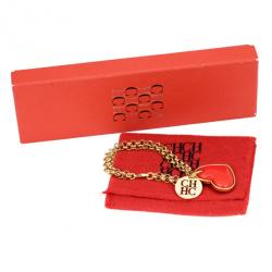 Pre Owned Carolina Herrera Heart Gold-Tone Bracelet 18CM