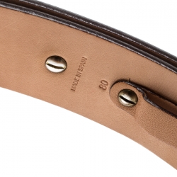 Pre Owned Carolina Herrera Dark Brown Leather CH Belt 80CM