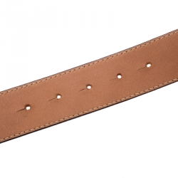 Pre Owned Carolina Herrera Red Leather Round Logo Belt 80CM