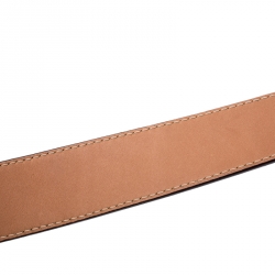 Pre Owned Carolina Herrera Red Leather Round Logo Belt 80CM