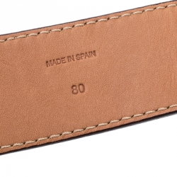 Pre Owned Carolina Herrera Red Leather Round Logo Belt 80CM