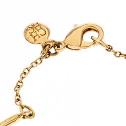 Pre Owned Carolina Herrera Crystal Embedded Floral Gold Tone Bracelet
