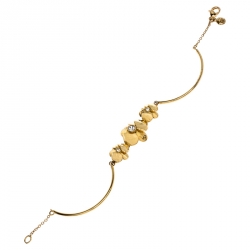 Pre Owned Carolina Herrera Crystal Embedded Floral Gold Tone Bracelet