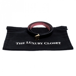 Pre Owned Carolina Herrera Black Leather CHHC Buckle Belt 80CM