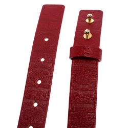 Pre Owned Carolina Herrera Red Leather Bow Belt 85 CM