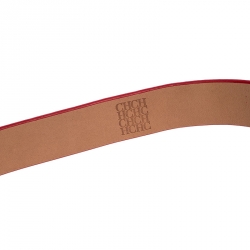 Pre Owned Carolina Herrera Red Leather Bow Belt 85 CM