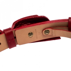 Pre Owned Carolina Herrera Red Leather Bow Belt 85 CM